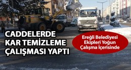 Ereğli Belediyesi Karla Mücadelesini Bugün de Caddelerde Sürdürdü