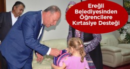 Ereğli Belediyesi, Eğitime Katkı Faaliyetleri Kapsamında Kırtasiye Dağıtımı Yaptı