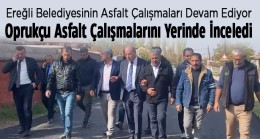 Ereğli Belediyesi Yıldırım Beyazıt Mahallesinde 2.600 Metre Sıcak Asfalt Çalışması Yapıyor