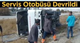 Ereğli’de Yoldan Çıkan Servis Otobüsü Devrildi
