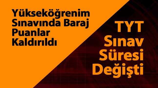 Yükseköğrenim Sınavında Baraj Puanlar Kaldırıldı, Sınav Süreleri Değişti