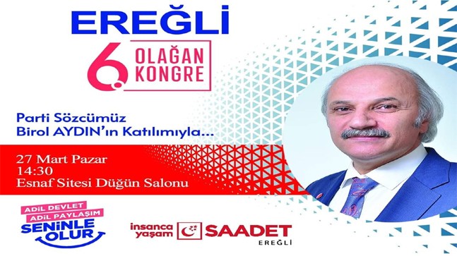 Saadet Partisi 6. Olağan İlçe Kongresi Pazar Günü Yapılacak