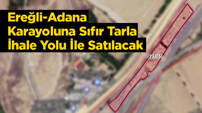 Ereğli-Adana Karayoluna Sıfır Tarla İhale Yolu İle Satılacak