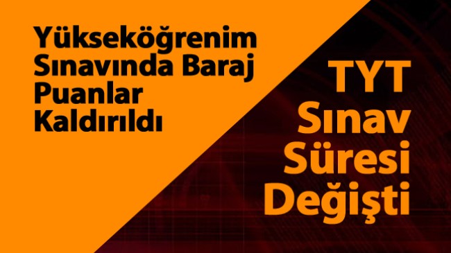 Yükseköğrenim Sınavında Baraj Puanlar Kaldırıldı, Sınav Süreleri Değişti