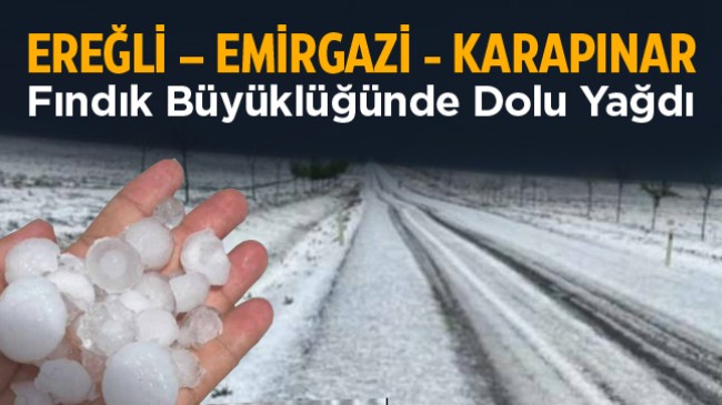 Ereğli, Karapınar ve Emirgazi İlçelerinde Dolu Yağışı Ekili Alanlarda Hasara Neden Oldu