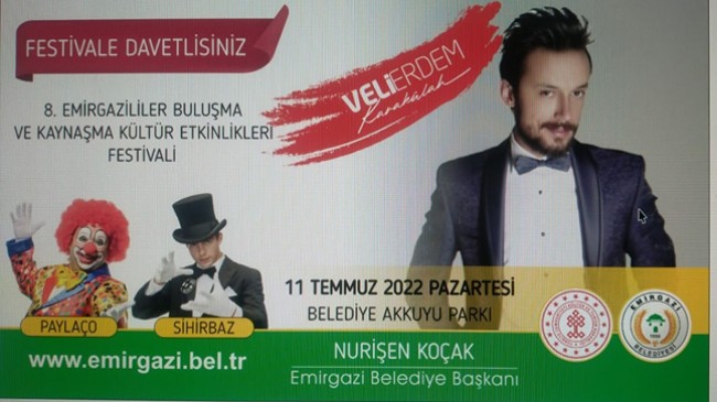 Emirgazi Buluşma ve Kaynaşma Kültür Etkinlikleri Festivali 11 Temmuz’da