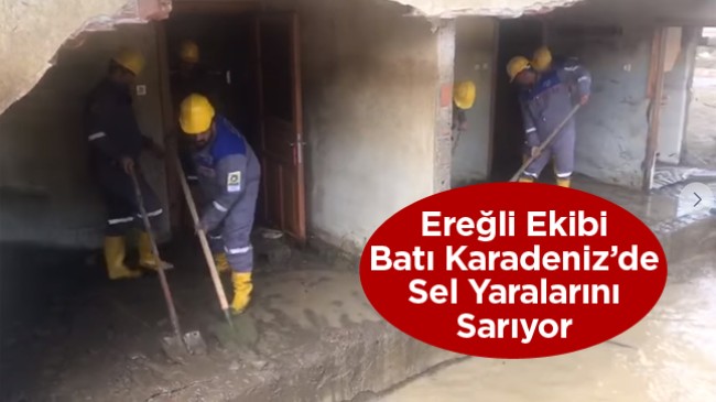 Ereğli Belediyesi AFAD Yerel Desek Ekibi Batı Karadeniz Bölgesinde Sel Mağduru Bölgede