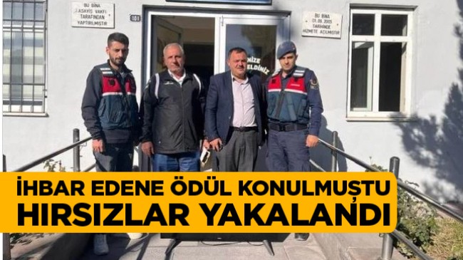 Hırsızlık Şüphelisi Yakalandı. İhbarcıya Vaad Edilen Ödül Teslim Edildi