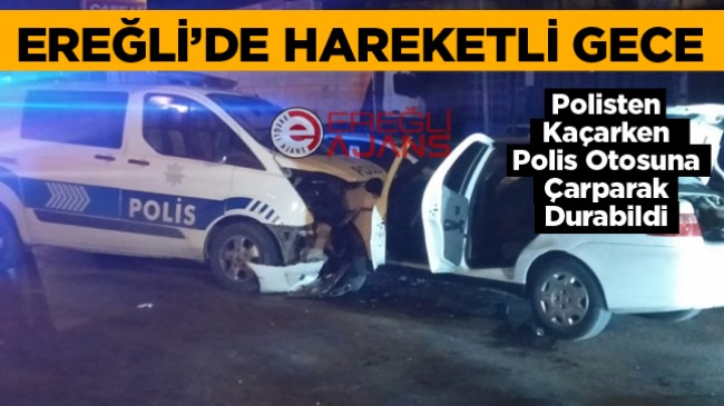 Dur İkazına Uymadı, Polis Otosuna Çarparak Durabildi. Kazada 2’si Polis  8 Kişi Yaralandı